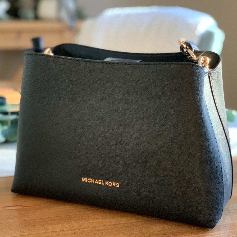 Michael Kors Sofia LG Satchel Shoulder Bag Black